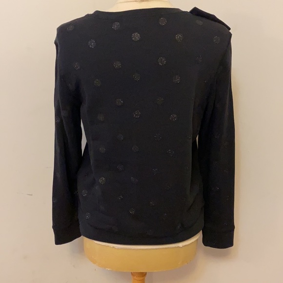 Kate Spade Black Glitter Polka Dot Sweatshirt with Large Bow, Medium - Picture 4 of 8